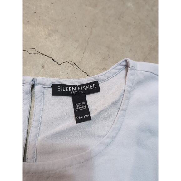 Eileen Fisher 100% Silk Georgette Top Women's M Petite Gray - Picture 5 of 7